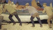 Joseph E.Southall Fishermen and boat oil painting on canvas